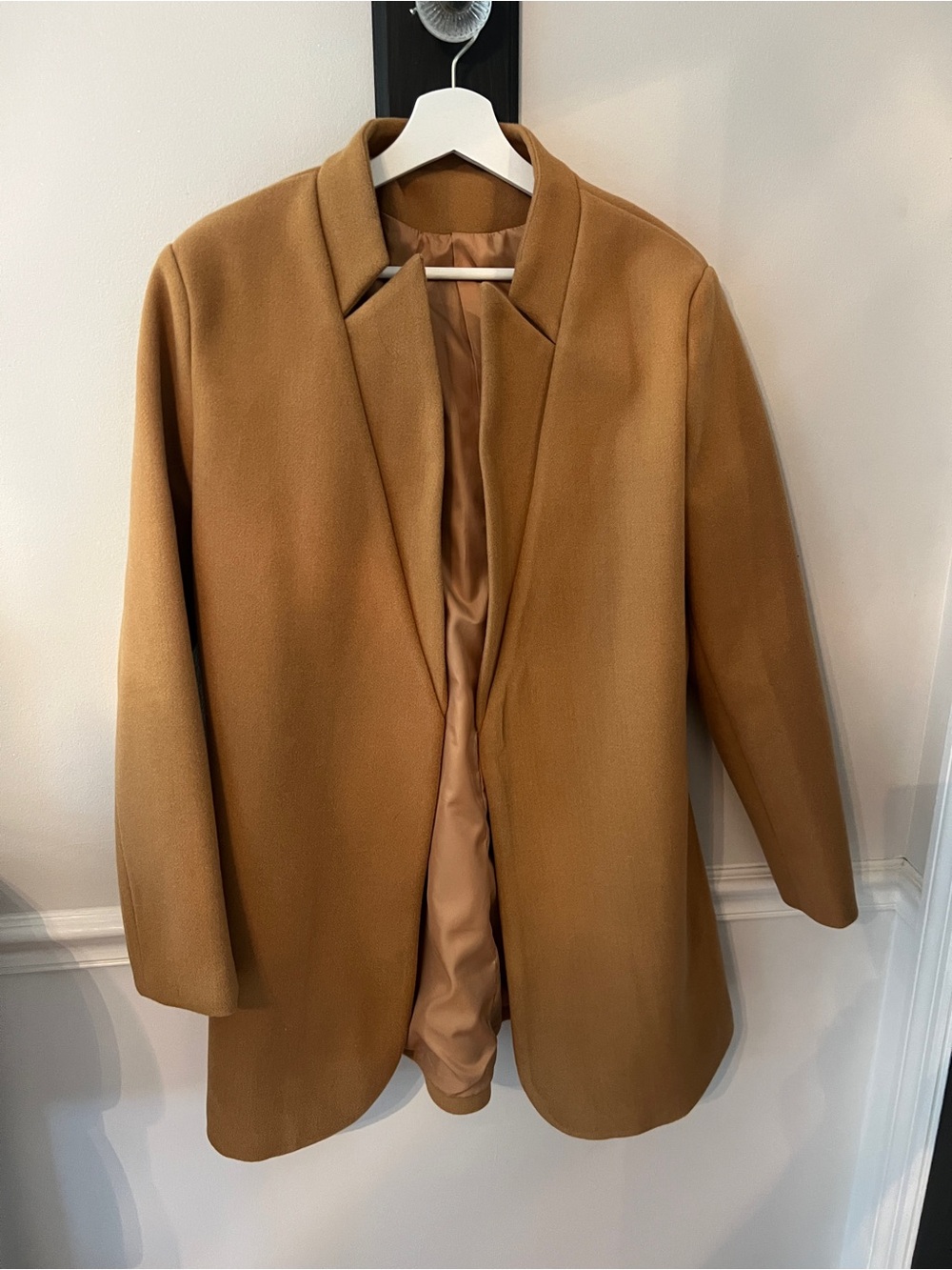 Women's Camel Open-Front Blazer Jacket